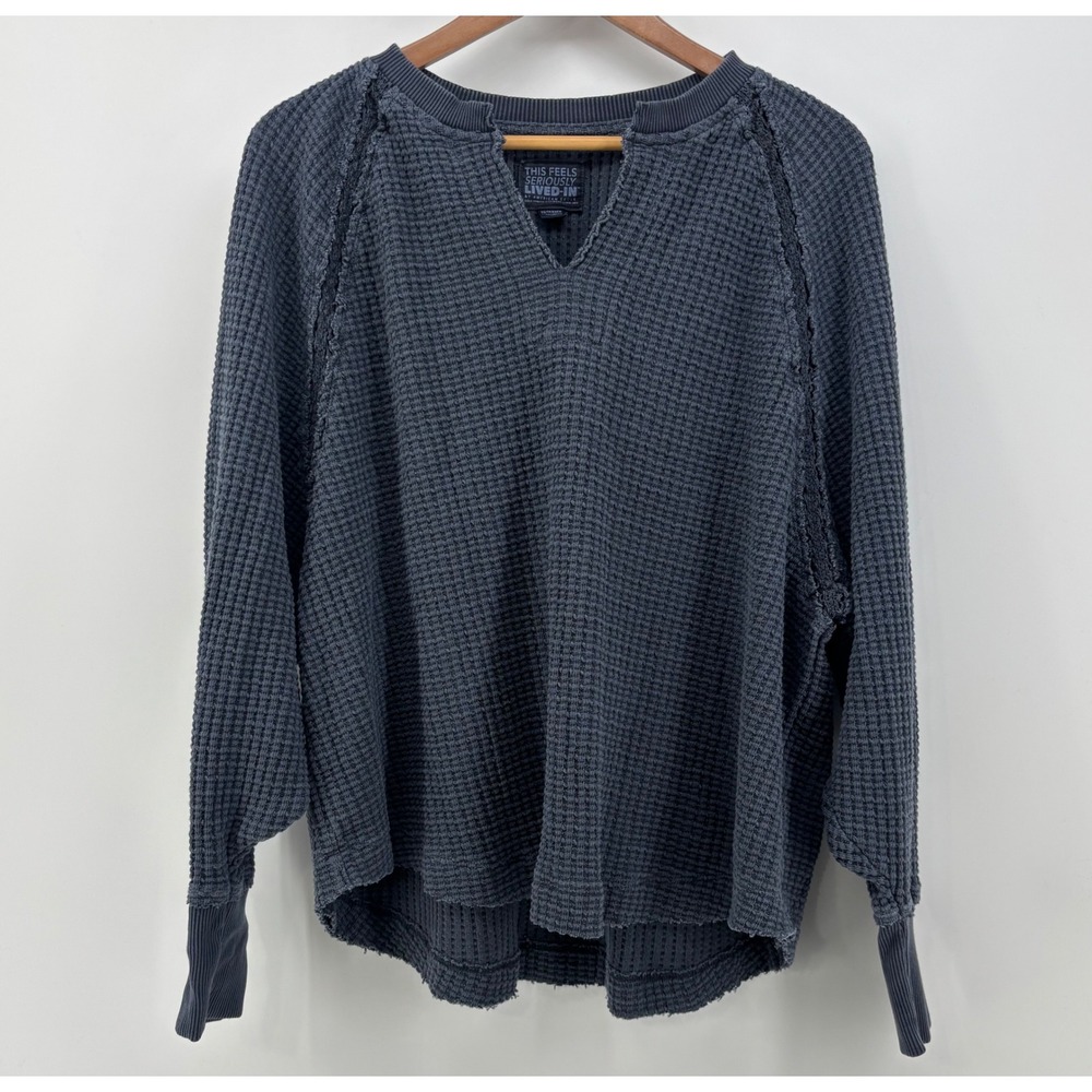 American Eagle This Feels Seriously Lived In Oversized Waffle Knit Top, Size XS